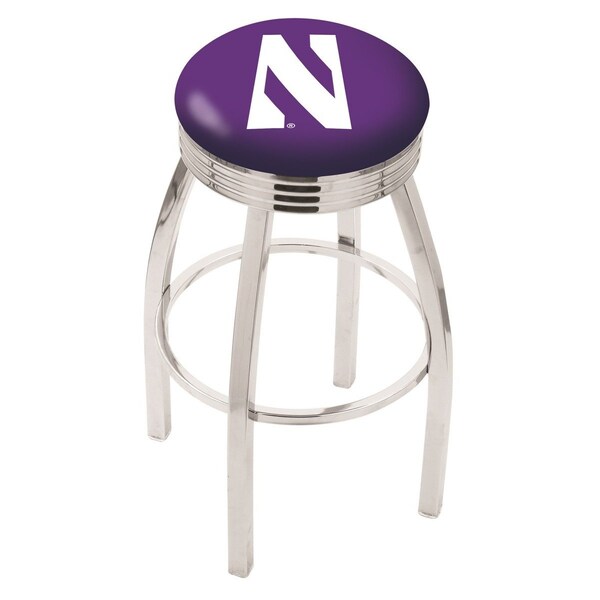 Holland Bar Stool Co 25" Chrome Northwestern Swivel Bar Stool, Accent Ring - L8C3C25NTHWST