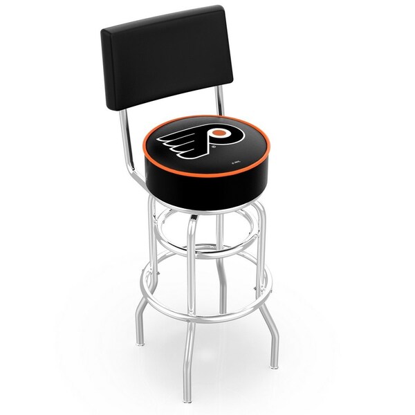 Holland Bar Stool Co 25" Chrome 2-Ring Philadelphia Flyers Swivel Bar Stool, Back - L7C425PHIFLY-B