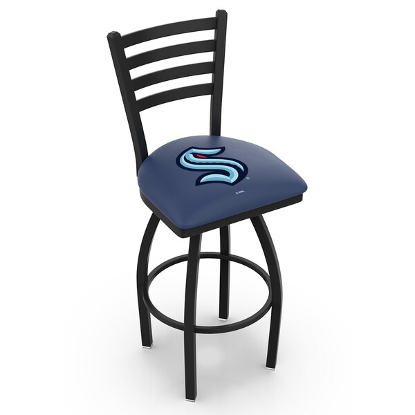 Holland Bar Stool Co 30" Black Wrinkle Seattle Kraken Swivel Bar Stool, Ladder Style Back - L01430SEAKRK