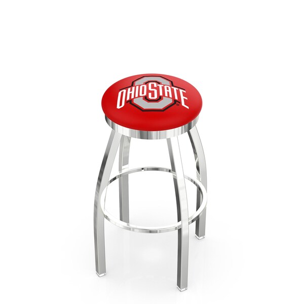 Holland Bar Stool Co 25" Chrome Ohio State Swivel Bar Stool, Accent Ring - L8C2C25OHIOST