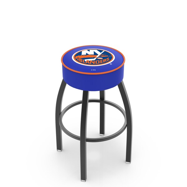 Holland Bar Stool Co 30" New York Islanders Cushion Seat, Blk Wrinkle Base Swivel Bar Stool - L8B130NYISLN