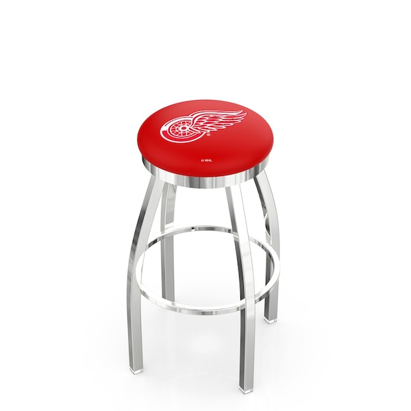 Holland Bar Stool Co 30" Chrome Detroit Red Wings Swivel Bar Stool, Accent Ring - L8C2C30DETRED