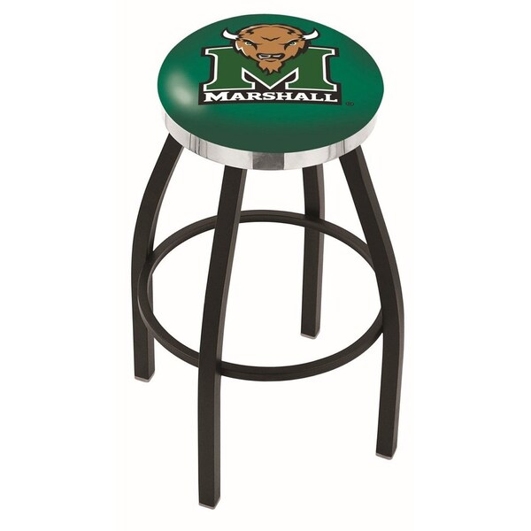 Holland Bar Stool Co 30" Blk Wrinkle Marshall Swivel Bar Stool, Chrome Ring - L8B2C30MRSHLL