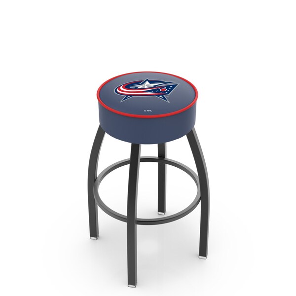 Holland Bar Stool Co 30" Columbus Blue Jackets Cushion Seat, Blk Wrnkl Base Swivel Bar Stool - L8B130COLBLU