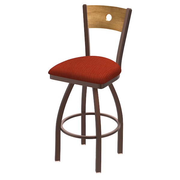 Holland Bar Stool Co 30" Swivel Counter Stool, Black Wrinkle, Med Back, Graph Poppy Seat - 83030BZMEDMPLB021