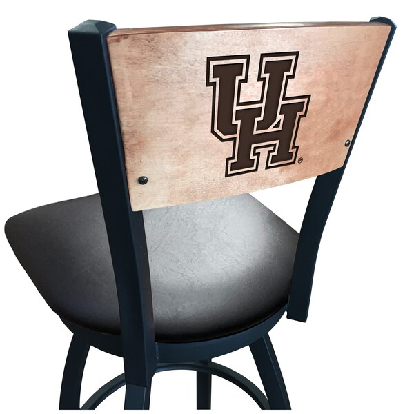 Holland Bar Stool Co 30" Blk Wrinkle Houston Swivel Bar Stool, Laser Engraved Back - L03830BWMEDMPLAHOUSTONBLKVINYL