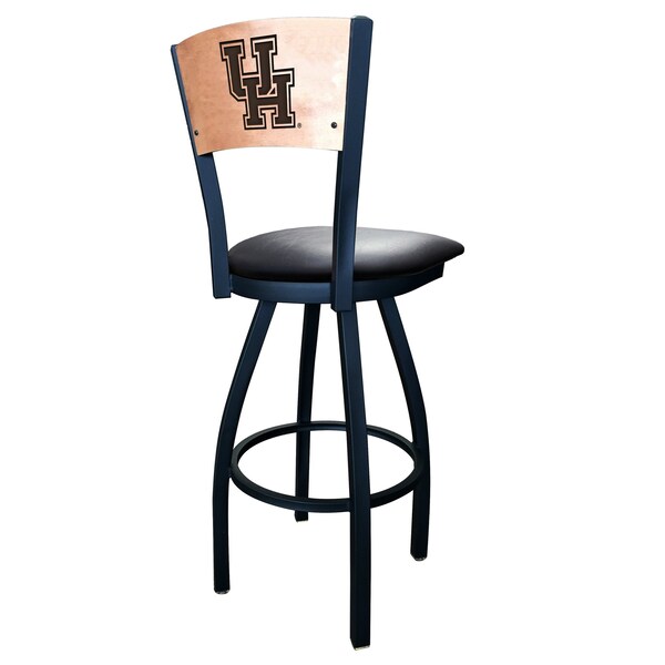 Holland Bar Stool Co 30" Blk Wrinkle Houston Swivel Bar Stool, Laser Engraved Back - L03830BWMEDMPLAHOUSTONBLKVINYL