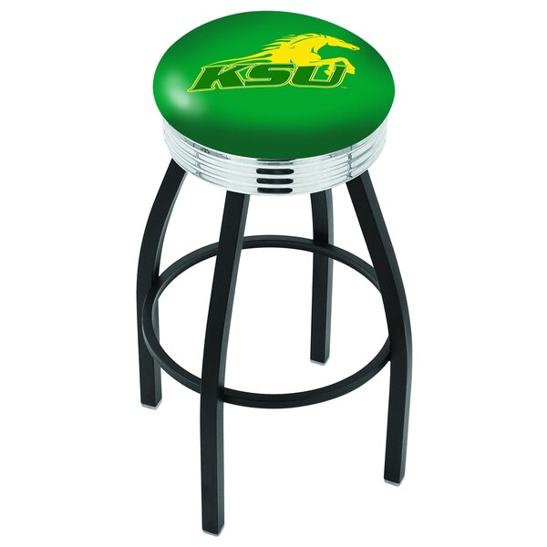 Holland Bar Stool Co 25" Blk Wrinkle Kentucky State University Swivel Bar Stool, Chrome Ring - L8B3C25KYSTUN