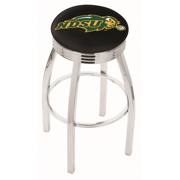 Holland Bar Stool Co 30" Chrome North Dakota State Swivel Bar Stool, Accent Ring - L8C3C30NDAKST-B