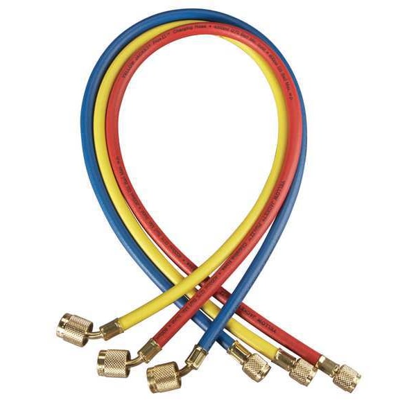 Yellow Jacket Manifold Hose Set, 48 In, Red, Yellow, Blue - 22984