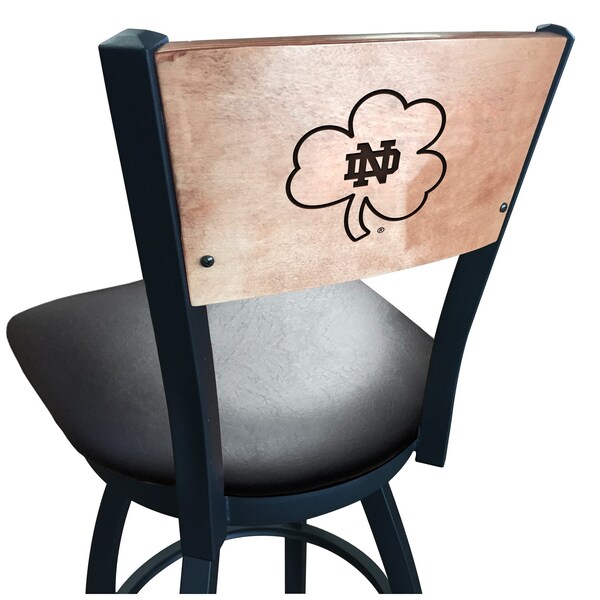 Holland Bar Stool Co 30" Blk Wrinkle Notre Dame Shamrock Swivel Bar Stool, Engraved Back - L03830BWMEDMPLAND-SHMBLKVINYL