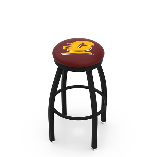Holland Bar Stool Co 25" Blk Wrinkle Central Michigan Swivel Bar Stool, Accent Ring - L8B2B25CENMIC
