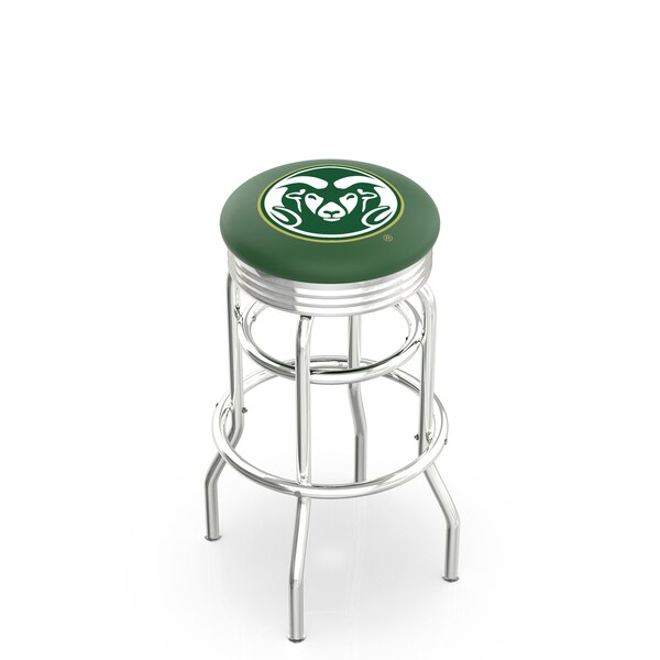 Holland Bar Stool Co 30" Chrome 2-Ring Colorado State Swivel Bar Stool, Accent Ring - L7C3C30COLOST
