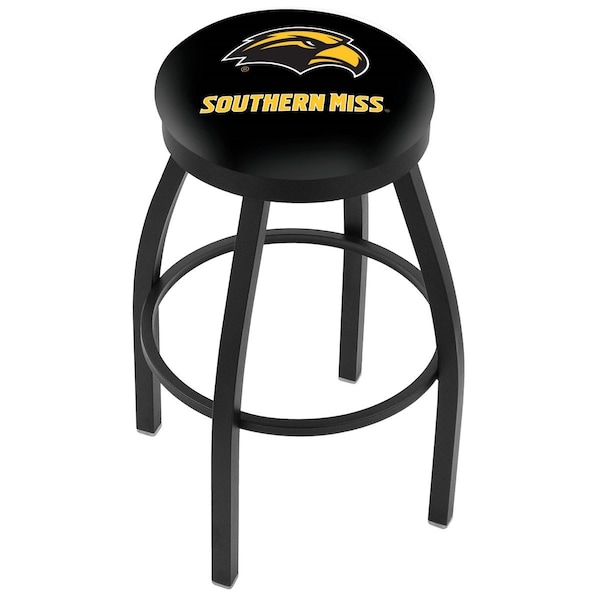 Holland Bar Stool Co 25" Blk Wrinkle Southern Miss Swivel Bar Stool, Accent Ring - L8B2B25SOUMIS