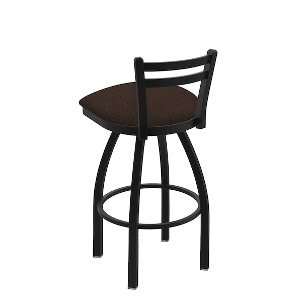 Holland Bar Stool Co 30" Low Back Swivel Bar Stool, Black Wrinkle, Rein Coffee Seat - 41130BW025