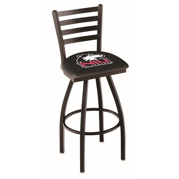 Holland Bar Stool Co 30" Blk Wrinkle Northern Illinois Swivel Bar Stool, Ladder Back - L01430NORILL