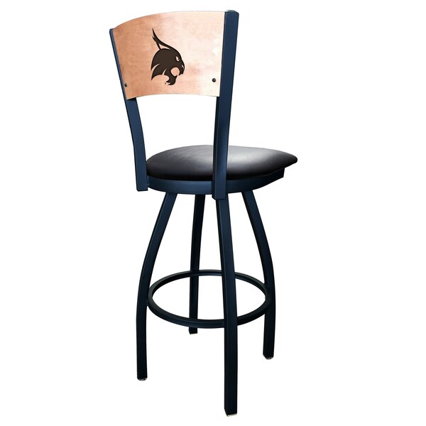 Holland Bar Stool Co 25" Blk Wrinkle Texas State Swivel Bar Stool, Laser Engraved Back - L03825BWMEDMPLATEXSSTBLKVINYL