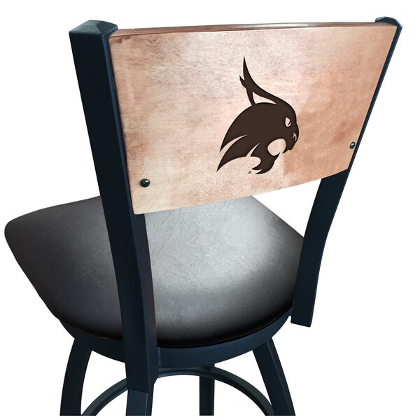 Holland Bar Stool Co 25" Blk Wrinkle Texas State Swivel Bar Stool, Laser Engraved Back - L03825BWMEDMPLATEXSSTBLKVINYL