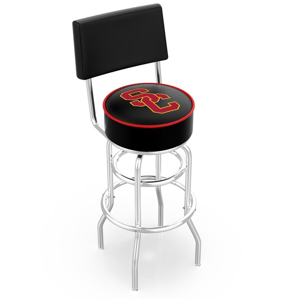 Holland Bar Stool Co 30" Chrome 2-Ring USC Trojans Swivel Bar Stool, Back - L7C430SOUCAL