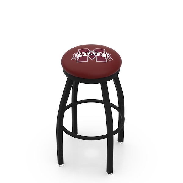 Holland Bar Stool Co 30" Blk Wrinkle Mississippi State Swivel Bar Stool, Accent Ring - L8B2B30MSSSTU