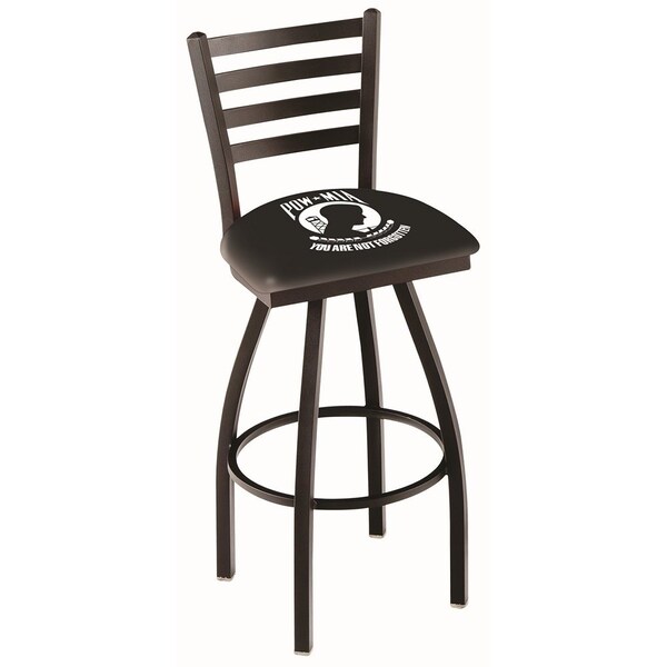 Holland Bar Stool Co 30" Blk Wrinkle POW/MIA Swivel Bar Stool, Ladder Back - L01430POWMIA