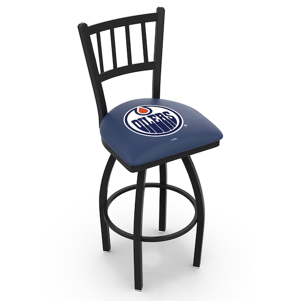 Holland Bar Stool Co 30" Blk Wrinkle Edmonton Oilers Swivel Bar Stool, Jailhouse Back - L01830EDMOIL