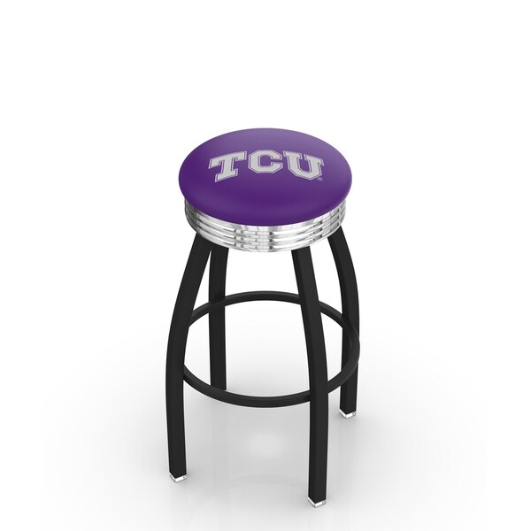 Holland Bar Stool Co 30" Blk Wrinkle TCU Swivel Bar Stool, Chrome Ring - L8B3C30TEXCHR