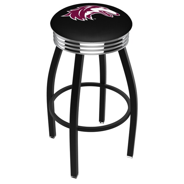 Holland Bar Stool Co 30" Blk Wrinkle Southern Illinois Swivel Bar Stool, Chrome Ring - L8B3C30SOUILL