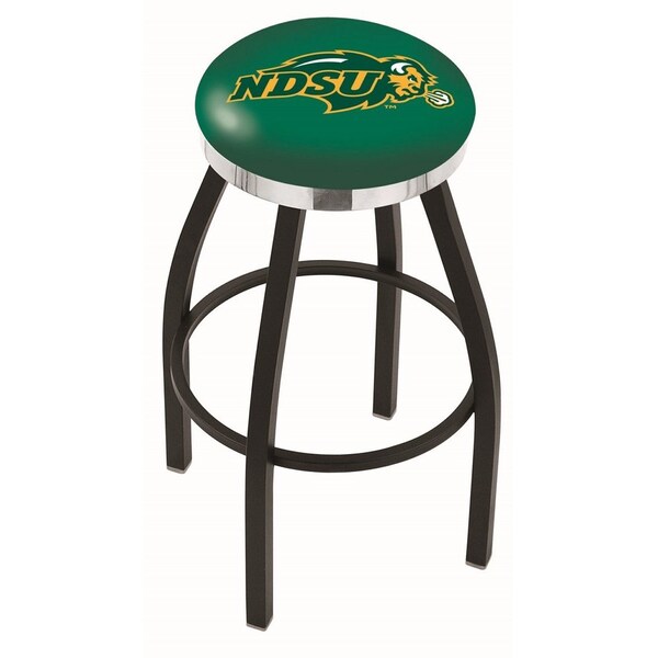 Holland Bar Stool Co 30" Blk Wrinkle North Dakota State Swivel Bar Stool, Chrome Ring - L8B2C30NDAKST-G