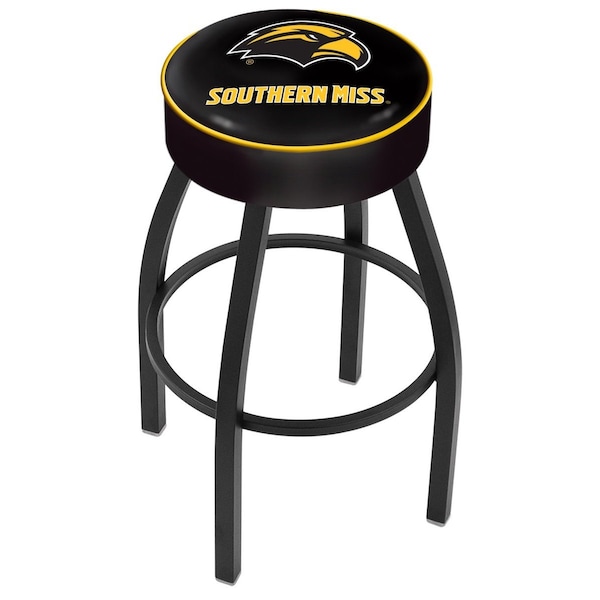 Holland Bar Stool Co 30" 4" Southern Miss Cushion Seat, Blk Wrinkle Base Swivel Bar Stool - L8B130SOUMIS