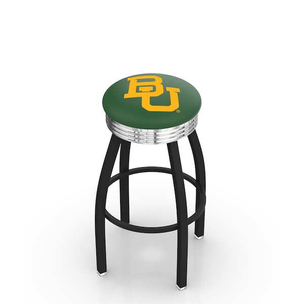 Holland Bar Stool Co 25" Blk Wrinkle Baylor Swivel Bar Stool, Chrome Ring - L8B3C25BAYLOR