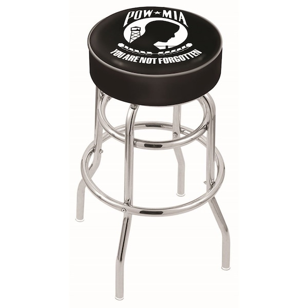 Holland Bar Stool Co 25" 4" POW/MIA Cushion Seat, Double-Ring Chrome Swivel Bar Stool - L7C125POWMIA