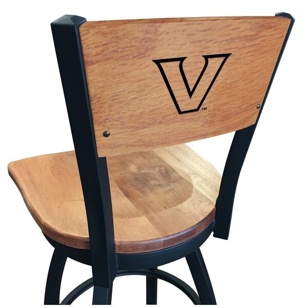 Holland Bar Stool Co 30" Blk Wrinkle Vanderbilt Swivel Bar Stool, Laser Engraved Back - L03830BWMEDMPLAVANDERMEDMPL