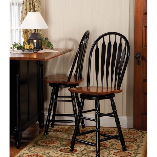 Sunset Trading 24 in. Swivel Barstool Antique Black & Cherry - DLU-B24-BCH