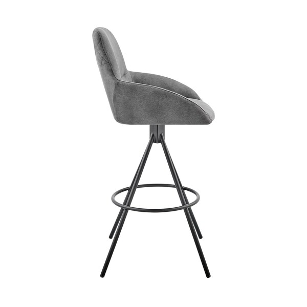 Armen Living Odessa 30" Bar Height Bar Stool in Charcoal Fabric and Black Finish - LCODBACH30