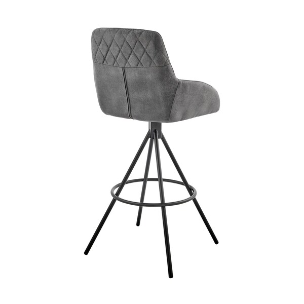 Armen Living Odessa 30" Bar Height Bar Stool in Charcoal Fabric and Black Finish - LCODBACH30