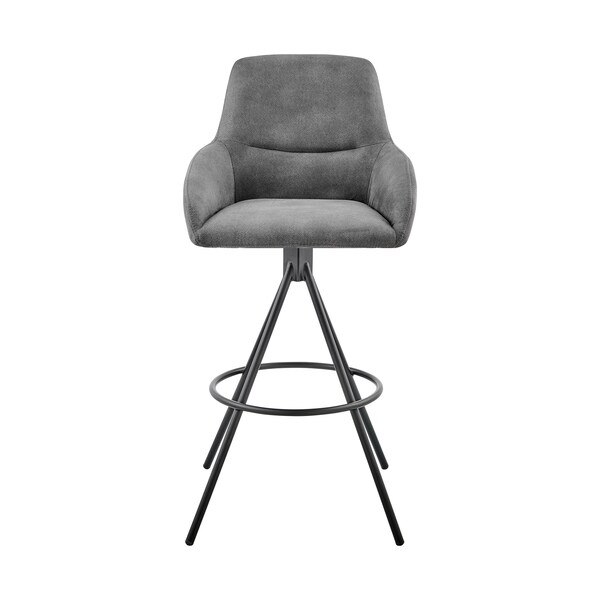 Armen Living Odessa 30" Bar Height Bar Stool in Charcoal Fabric and Black Finish - LCODBACH30