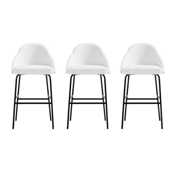 Manhattan Comfort Gracie Barstool in White and Black - Set of 3 - 3-BS022-BWH