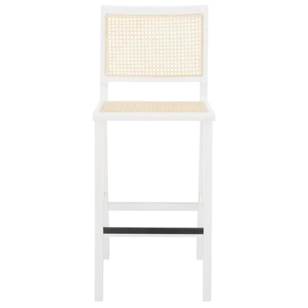 Safavieh Hattie French Cane Barstool White & Natural - SFV4140C