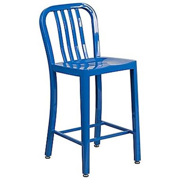 Alston Quality Alston Quality FM2700-24BLU 24 in. Metal Dining Counter Stool; Blue - FM2700-24BLU