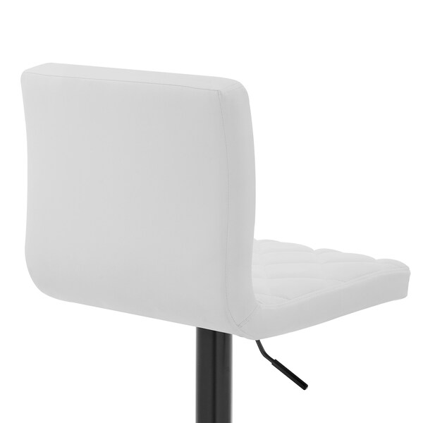 Armen Living Duval Adjustable White Faux Leather Swivel Bar Stool - LCDUBABLWH