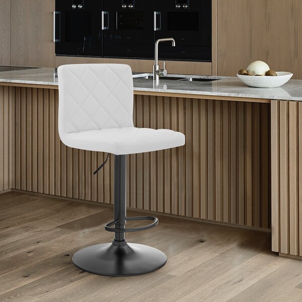 Armen Living Duval Adjustable White Faux Leather Swivel Bar Stool - LCDUBABLWH