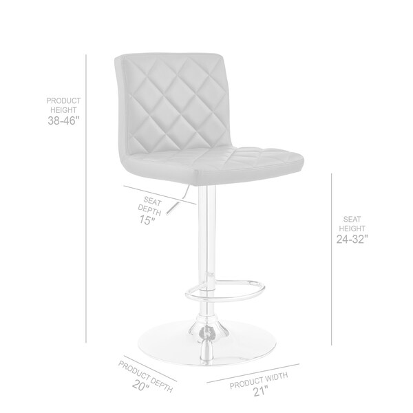 Armen Living Duval Adjustable White Faux Leather Swivel Bar Stool - LCDUBABLWH