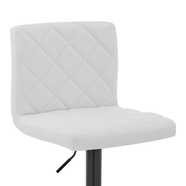 Armen Living Duval Adjustable White Faux Leather Swivel Bar Stool - LCDUBABLWH
