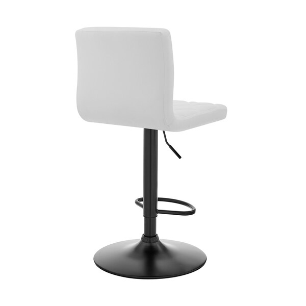 Armen Living Duval Adjustable White Faux Leather Swivel Bar Stool - LCDUBABLWH