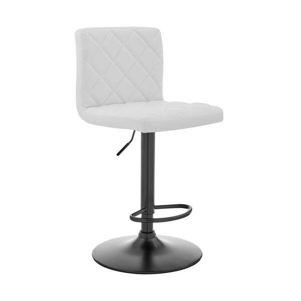Armen Living Duval Adjustable White Faux Leather Swivel Bar Stool - LCDUBABLWH
