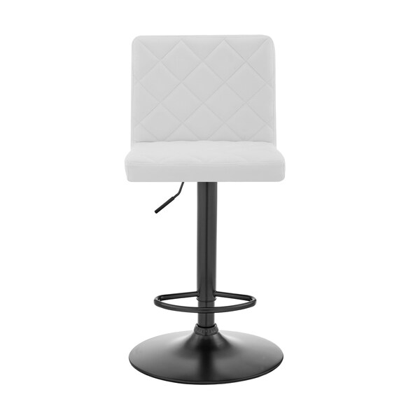 Armen Living Duval Adjustable White Faux Leather Swivel Bar Stool - LCDUBABLWH