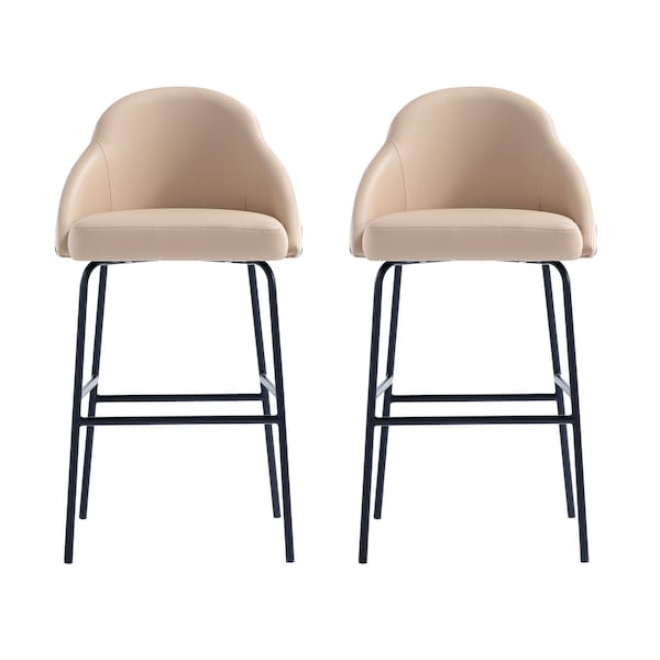 Manhattan Comfort Gracie Barstool in Tan and Black - Set of 2 - 2-BS022-BTN