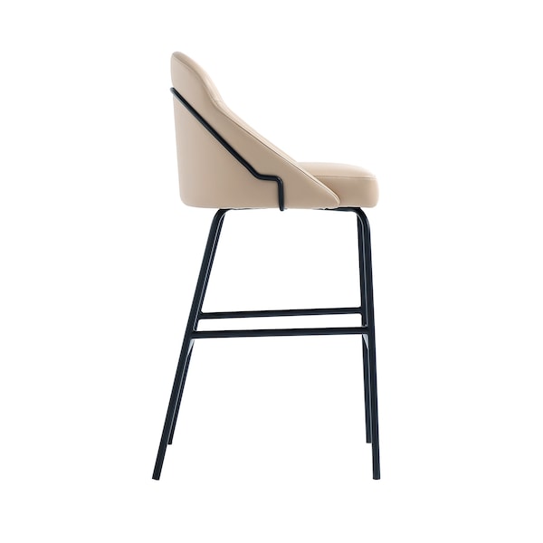 Manhattan Comfort Gracie Barstool in Tan and Black - Set of 2 - 2-BS022-BTN