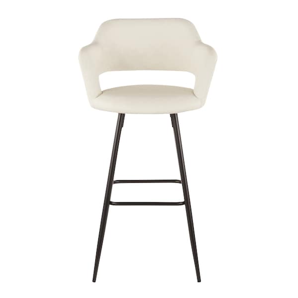 Lumisource Margarite Barstool in Black Metal and Cream Faux Leather, PK 2 - B30-MARG BK+CR2